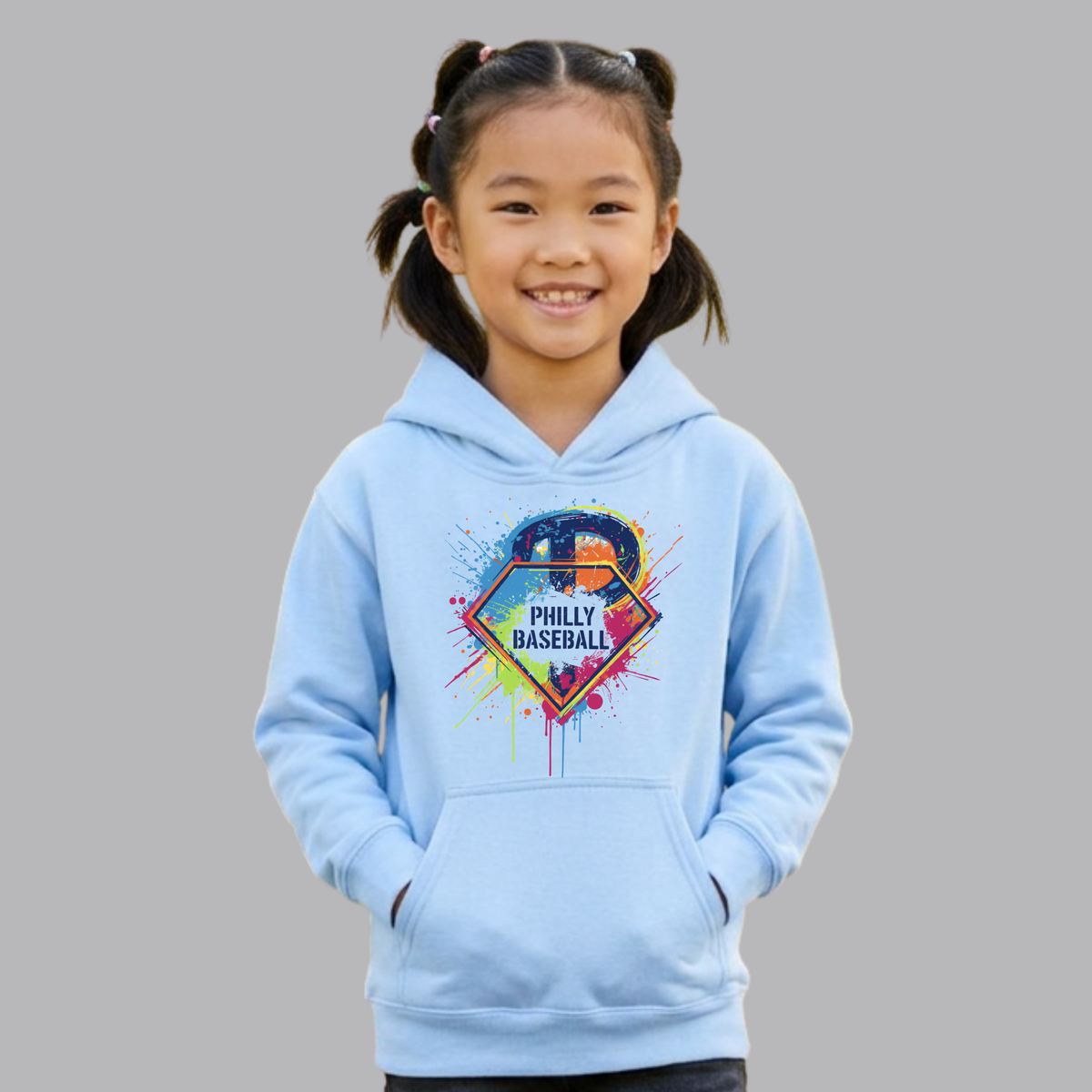Youth Philly Baseball Diamond Splatter Fleece Hoodie