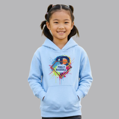 Youth Philly Baseball Diamond Splatter Fleece Hoodie