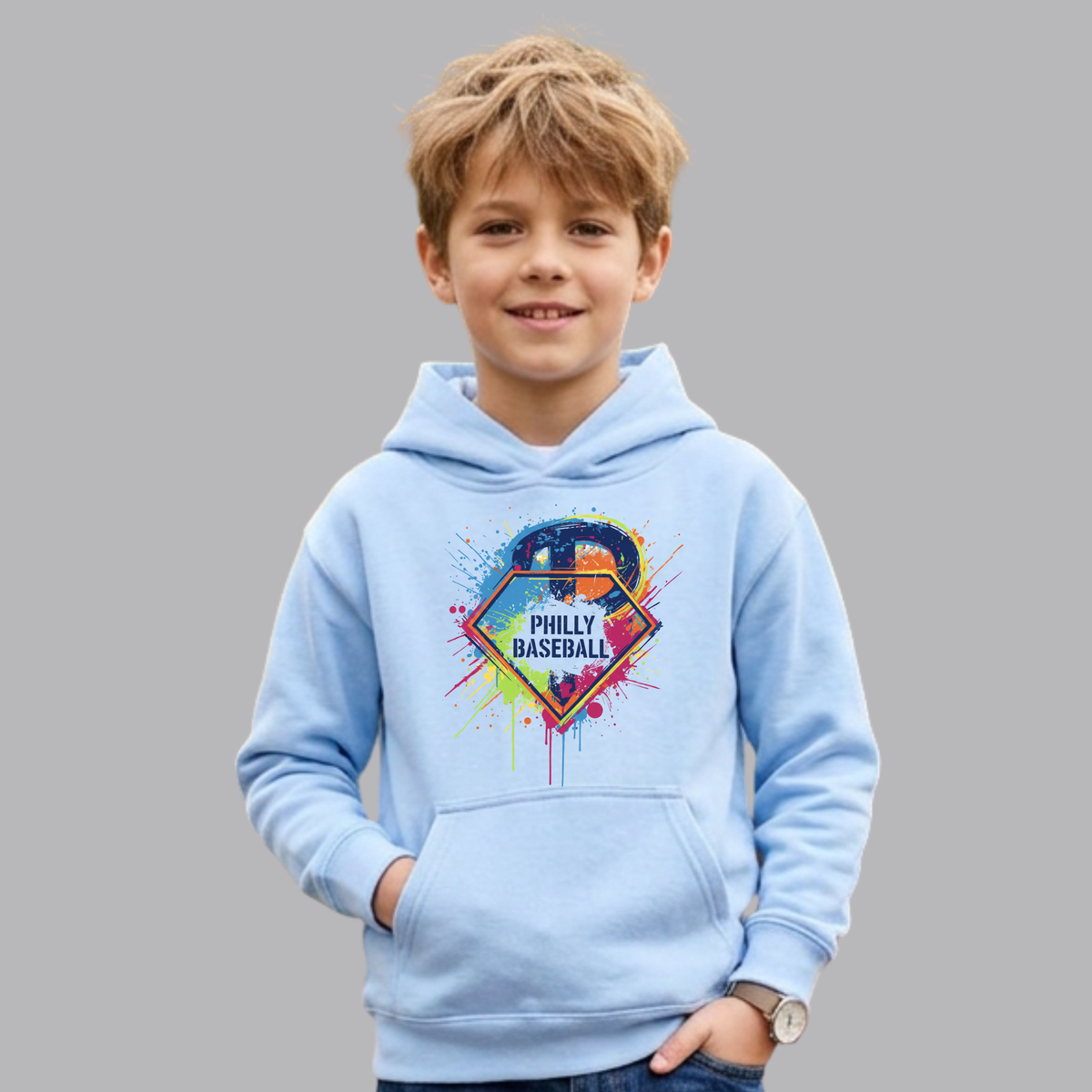 Youth Philly Baseball Diamond Splatter Fleece Hoodie
